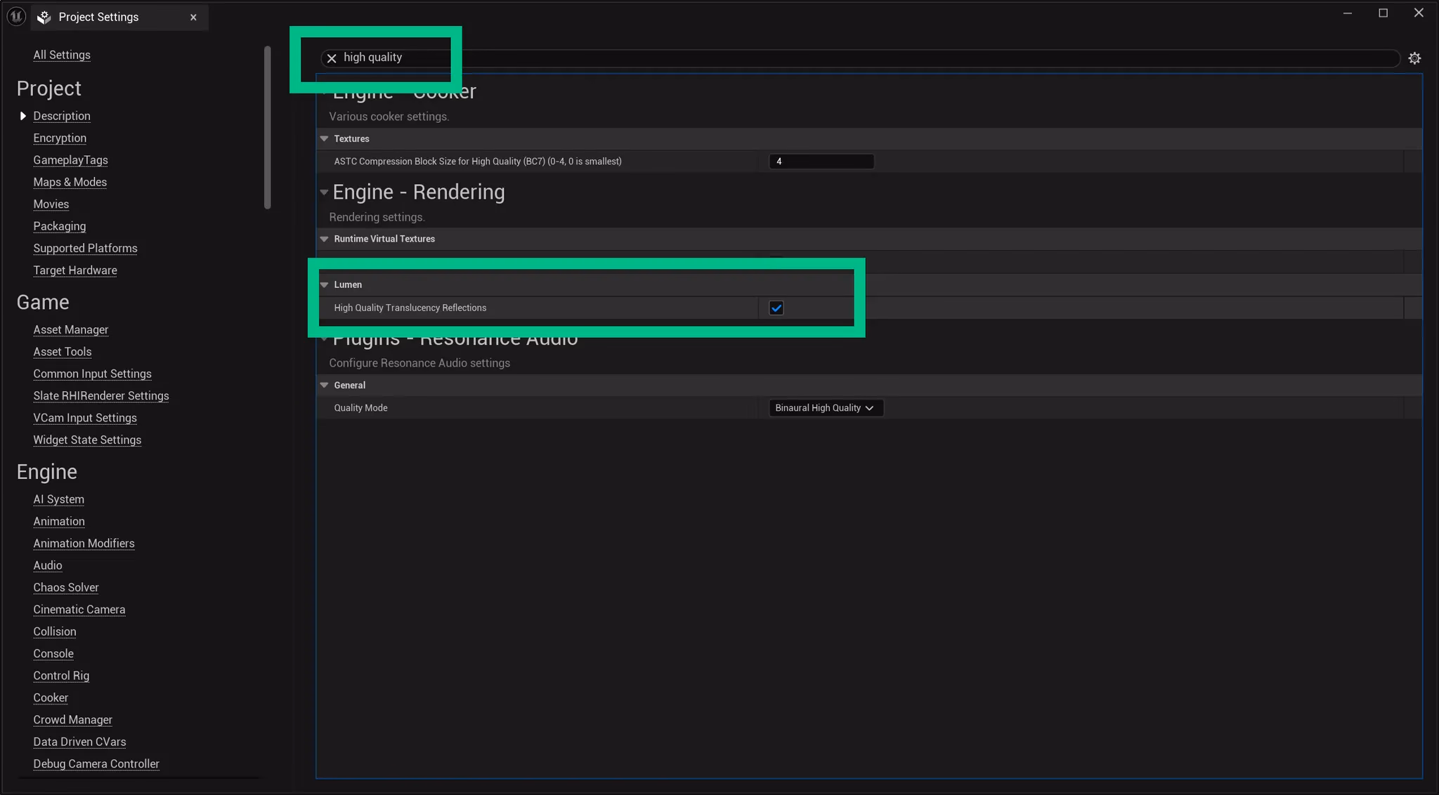 Enable High Quality Translucency Reflections