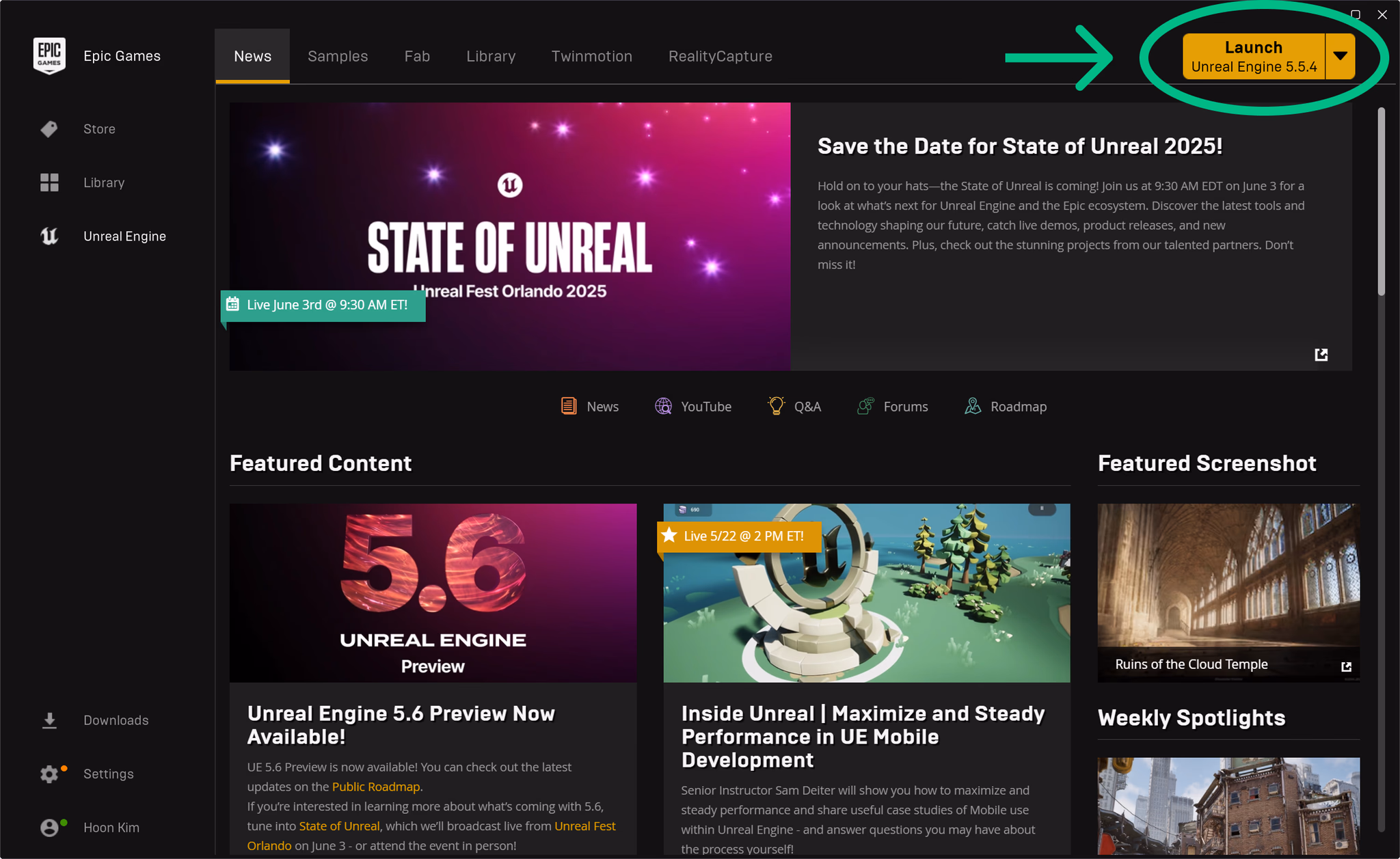 Launch Unreal Engine