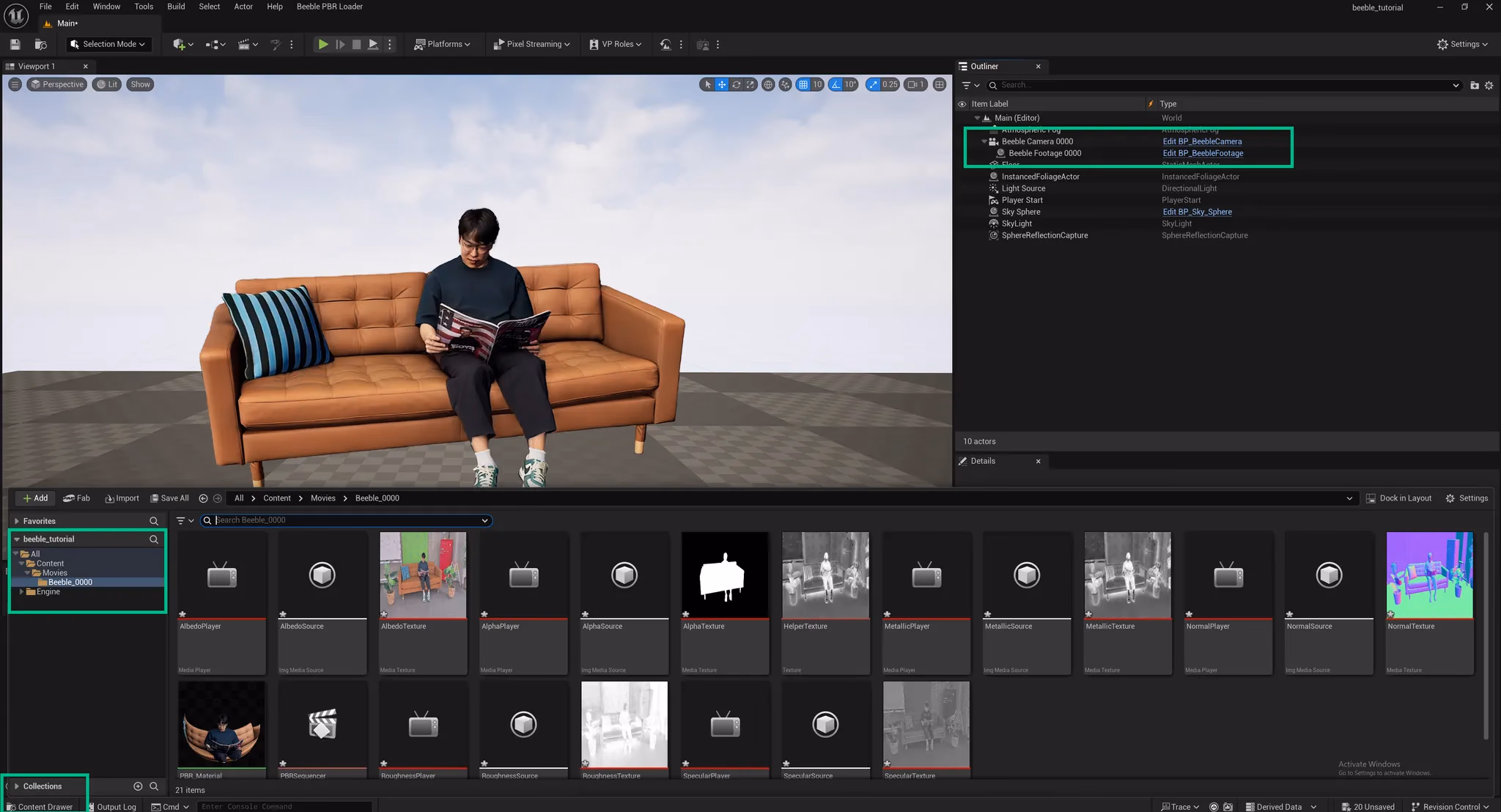 Loaded assets in outliner