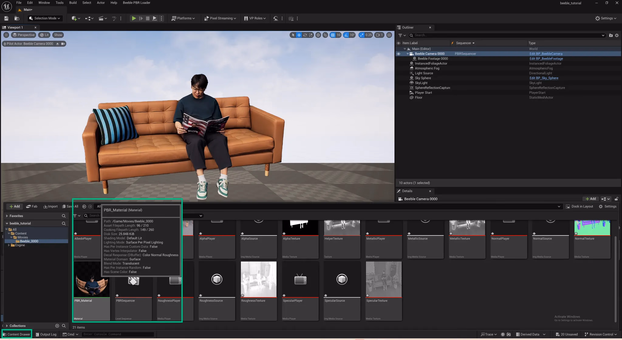 PBR Material in Content Drawer