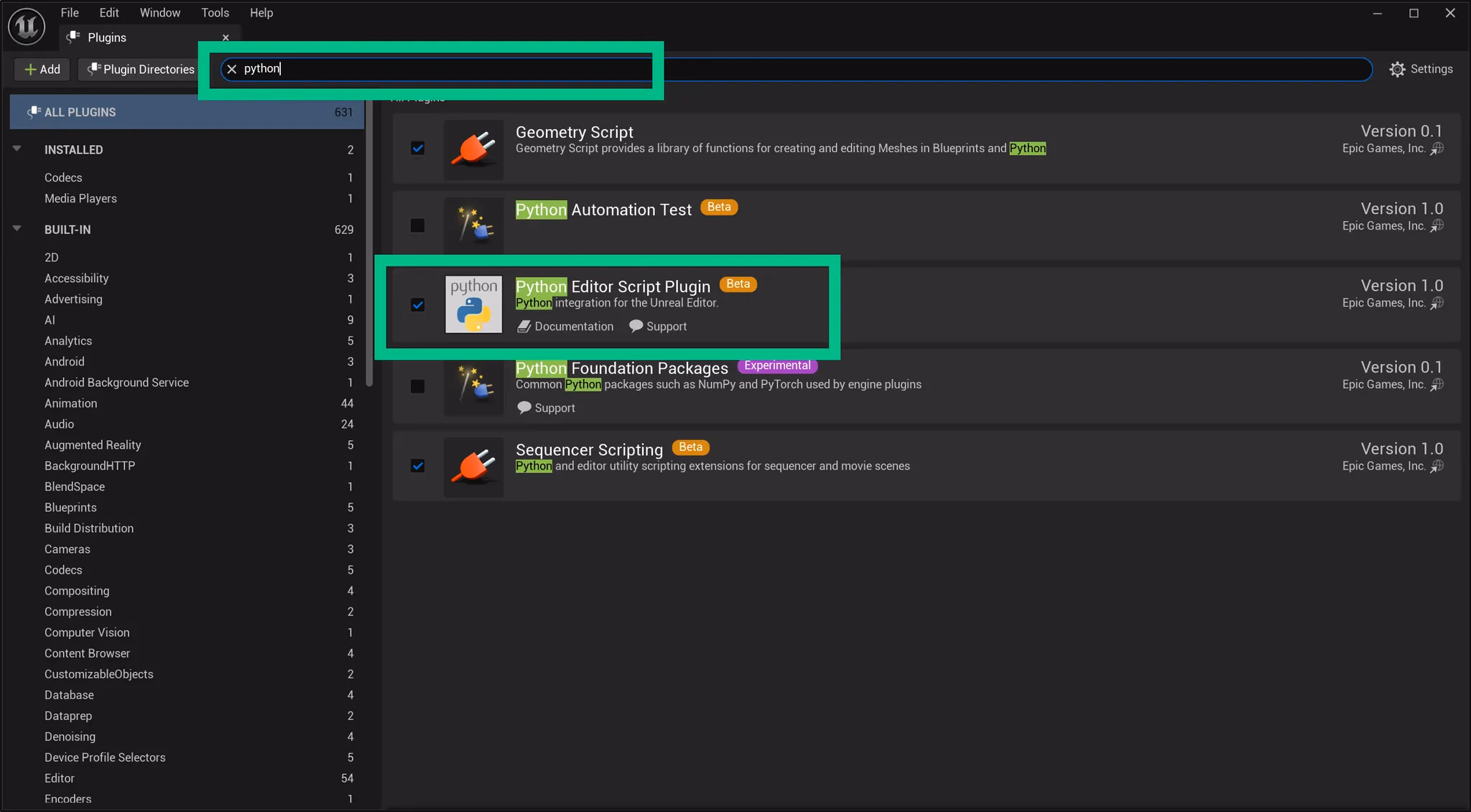 Enable Python Script Plugin