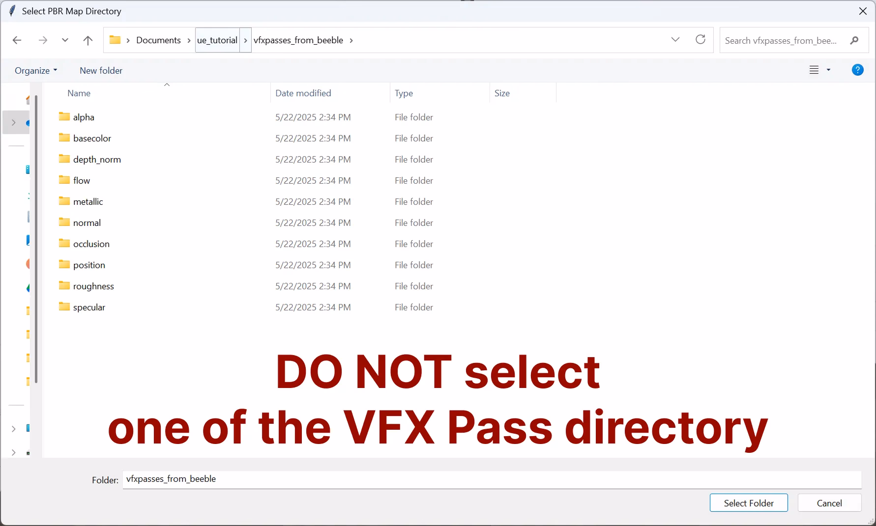 Select directory - Incorrect
