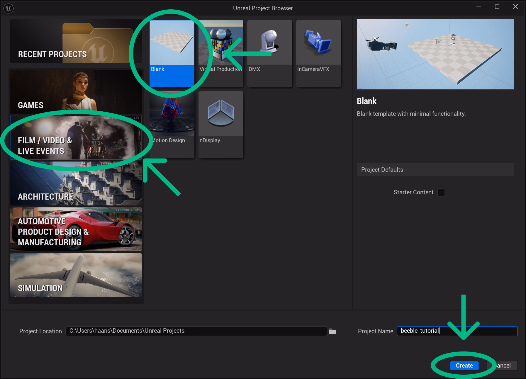 Select project template